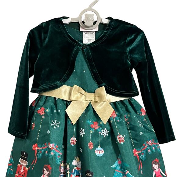 Bonnie Baby Nutcracker Print Christmas Holiday Party Dress Sweater 2 Pieces - Picture 3 of 8